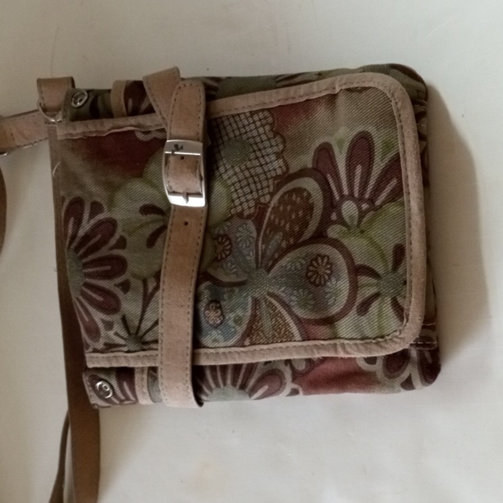 Women's Brown Blue Green Floral Messenger Bag Small